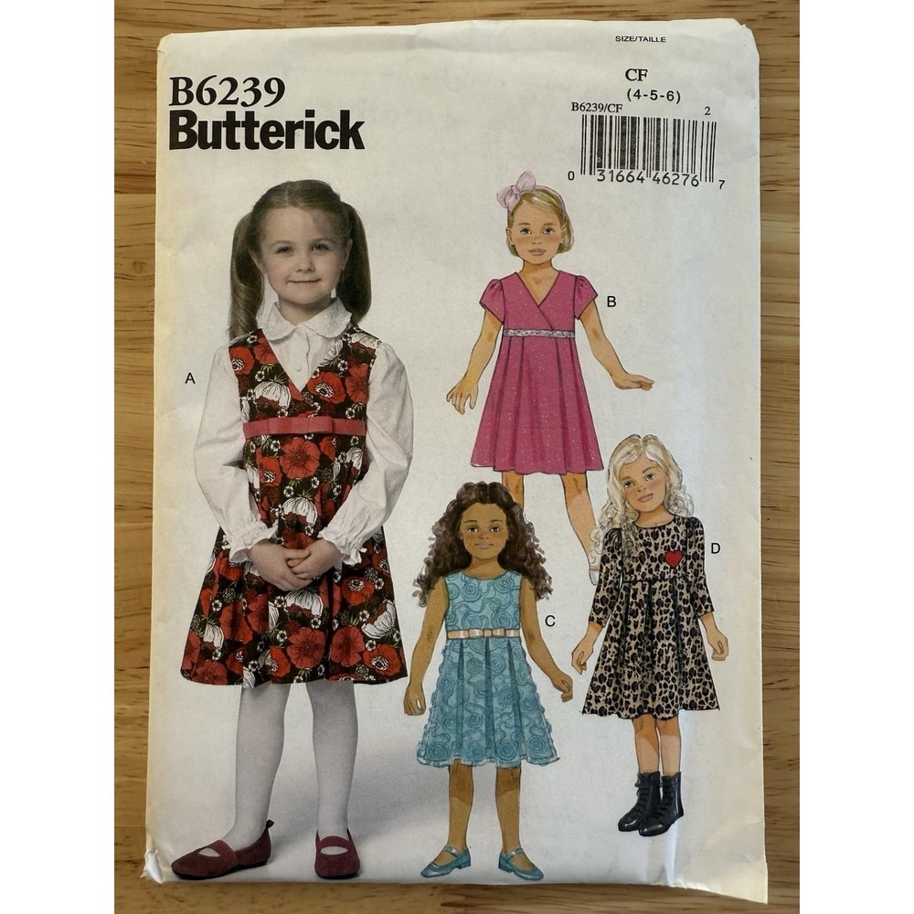Butterick Pattern B6239 Girls Toddler Child Dress w/Variations Size 4-6 Uncut FF